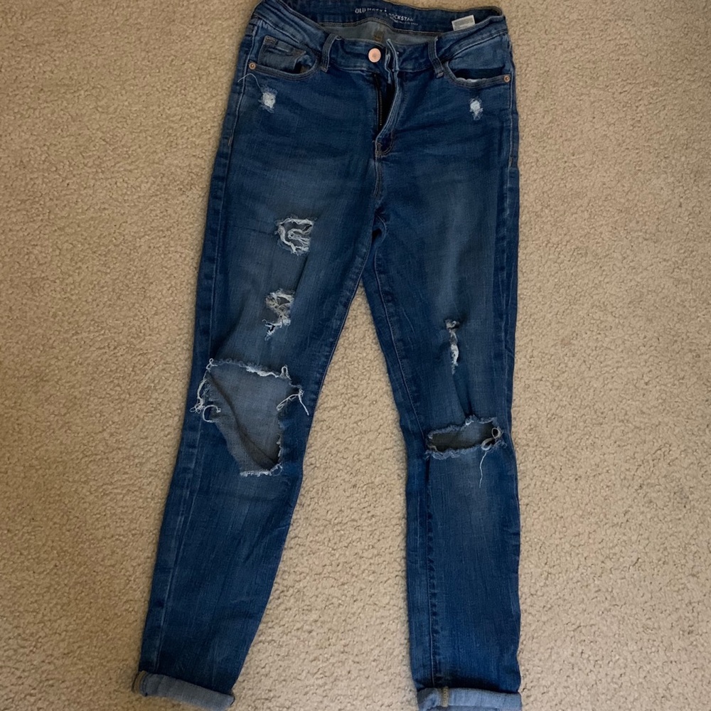 Old navy mid rise destroyed jeans
